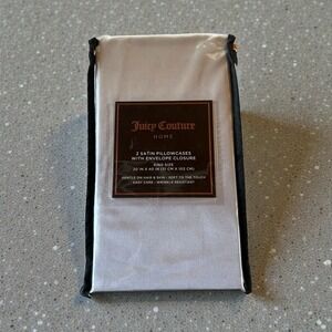Juicy Couture 2 King Size Gray/Silver Satin Pillowcases 20 in. X 40 in.